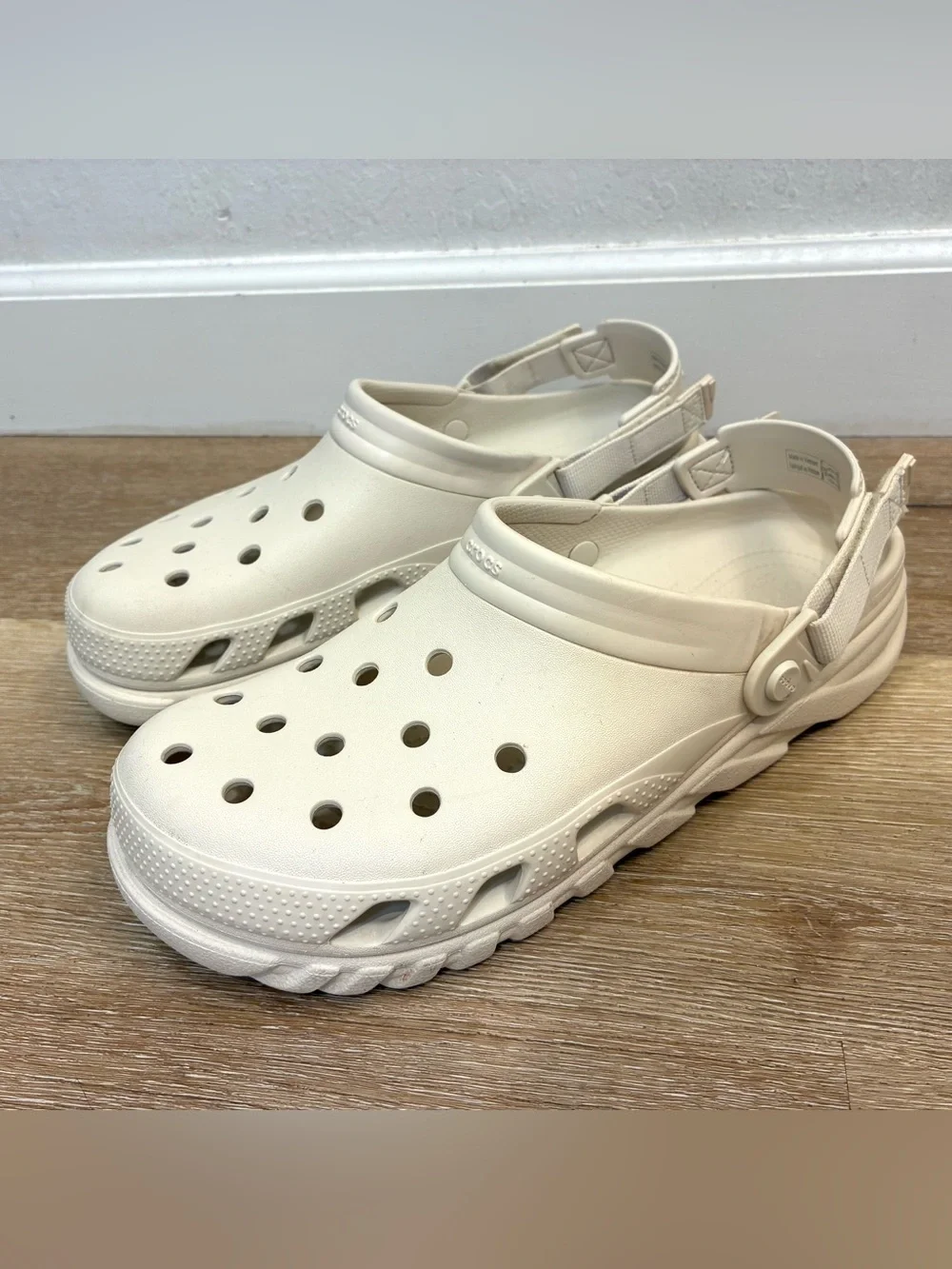 Crocs Duet Max II Clog Adjustable Straps Sandals White Beige Men’s US 12